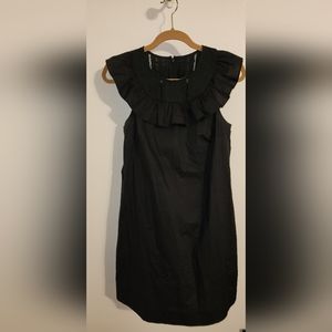 Black midi eyelet dress with ruffle detail